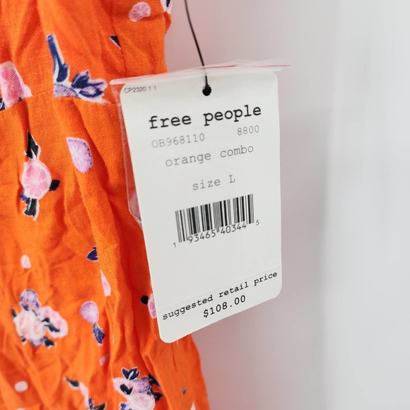 Free People Like A Lady Mini Dress Orange Combo Size Large NWT - Picture 4 of 9